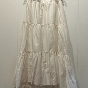 White Tiered Midi Skirt